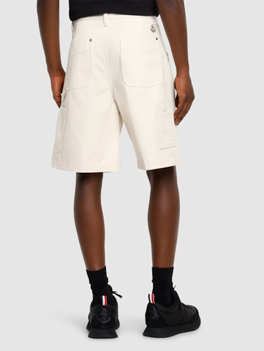 Moncler: Cotton twill shorts - White Ivory - men_2 | Luisa Via Roma