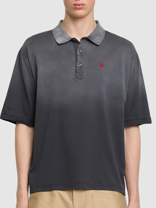 McQueen: Oversized cotton polo shirt - Black - men_2 | Luisa Via Roma