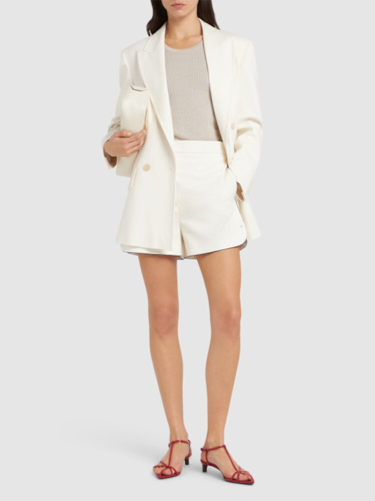 Max Mara: Orbita cotton blend shorts - White - women_1 | Luisa Via Roma