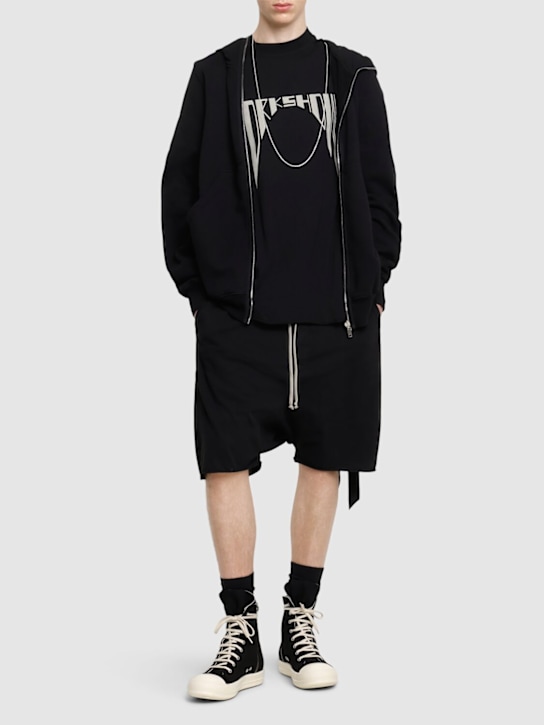 Rick Owens DRKSHDW: Tommy T cotton t-shirt - Black/Pearl - men_1 | Luisa Via Roma