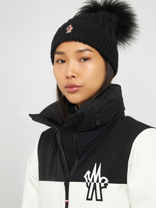 Moncler Grenoble: Virgin wool beanie w/ pompom - women_1 | Luisa Via Roma