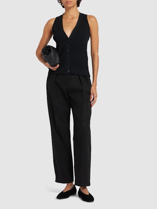 Max Mara: Bimba knitted cotton blend vest - Black - women_1 | Luisa Via Roma