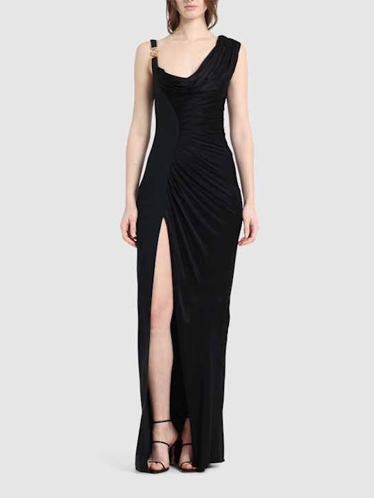 Versace: Draped jersey gown - women_1 | Luisa Via Roma