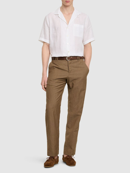 Lardini: Linen short sleeves shirt - men_1 | Luisa Via Roma