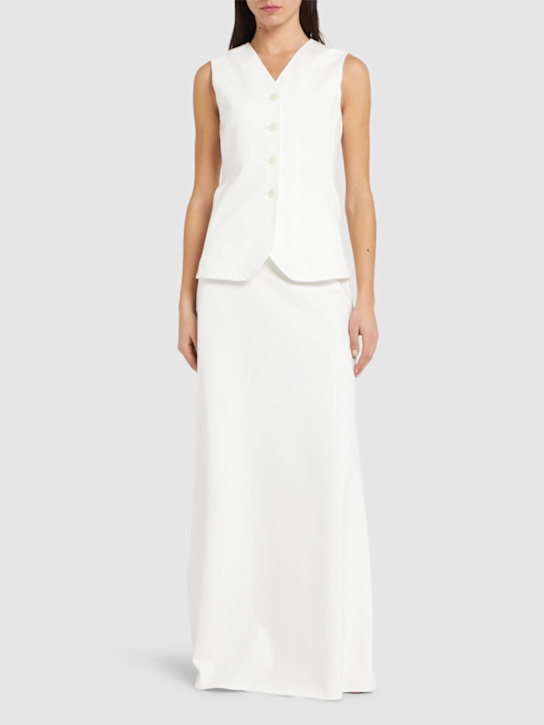 Max Mara: Vernice viscose blend jersey long skirt - White - women_1 | Luisa Via Roma
