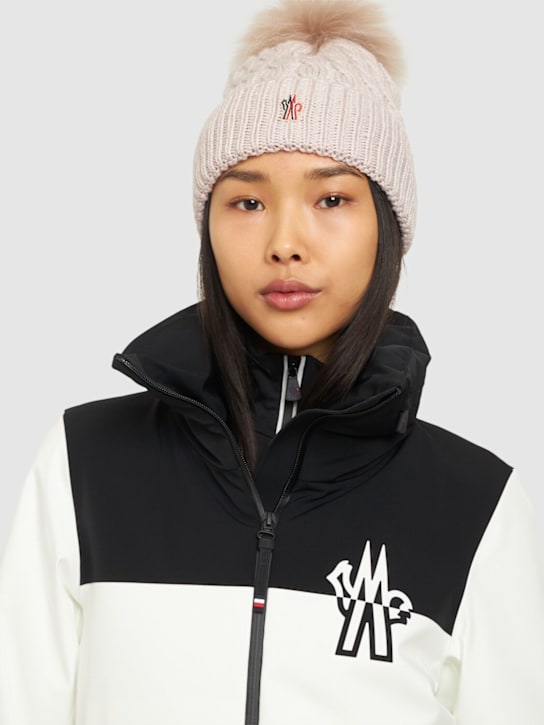 Moncler Grenoble: Virgin wool beanie w/ pompom - women_1 | Luisa Via Roma