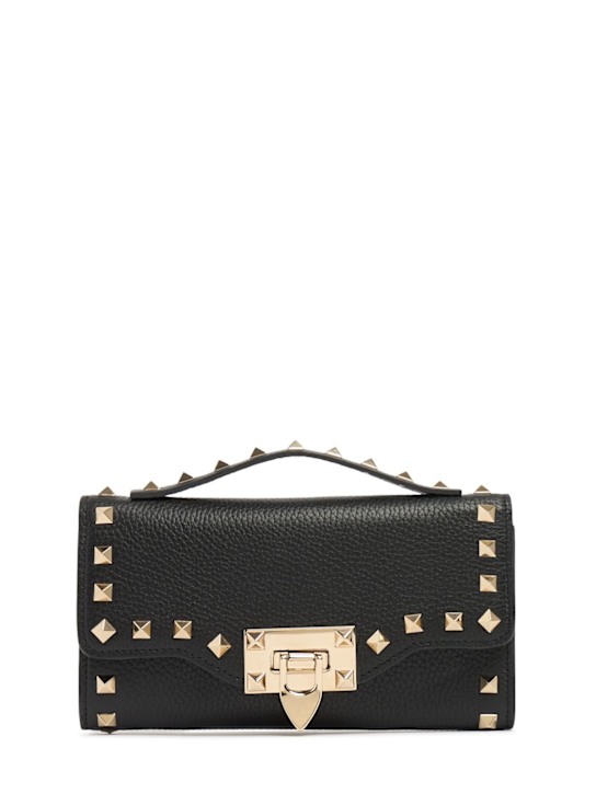 Valentino Garavani: Rockstud grained leather shoulder bag - women_0 | Luisa Via Roma