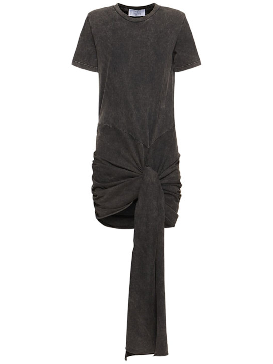Giuseppe Di Morabito: Cotton jersey draped mini dress - Black - women_0 | Luisa Via Roma