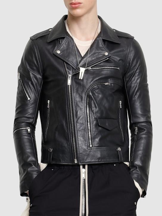 Rick Owens: Bauhaus stoges leather jacket - Black - men_2 | Luisa Via Roma