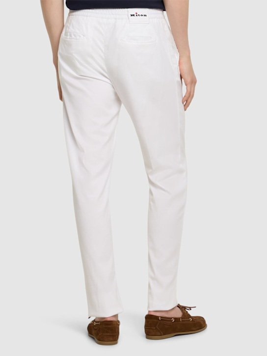 Kiton: Fluid lyocell blend jogger pants - White - men_2 | Luisa Via Roma
