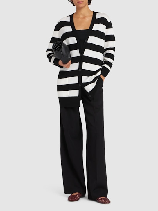 Max Mara: Fiemme striped wool cardigan - Black/Multi - women_1 | Luisa Via Roma