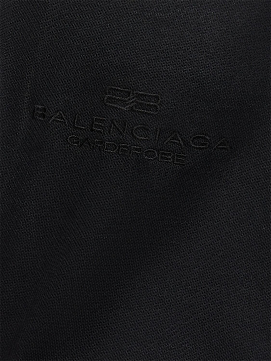 Balenciaga: Logo cotton polo shirt - Black - men_4 | Luisa Via Roma