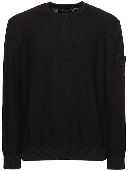 Stone Island: Crewneck cotton & cashmere sweatshirt - men_0 | Luisa Via Roma