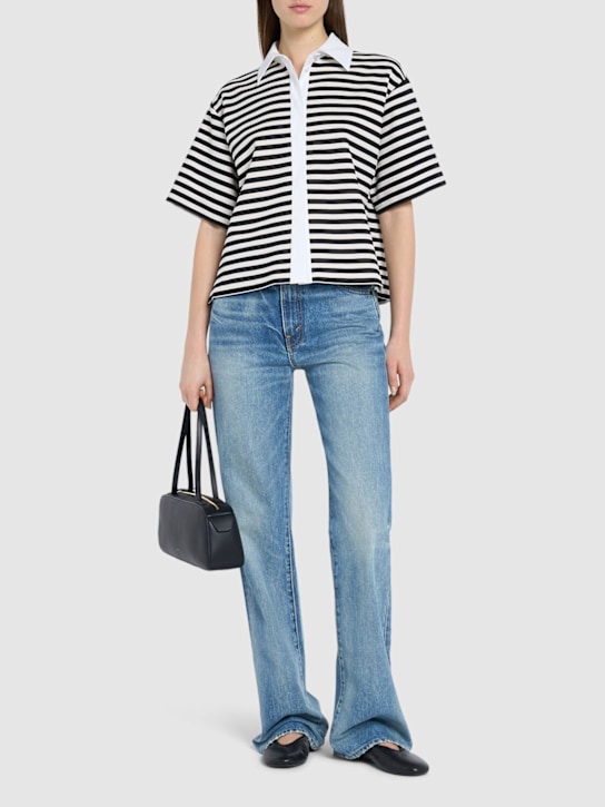 Max Mara: Wilson striped jersey knit top - White/Black - women_1 | Luisa Via Roma