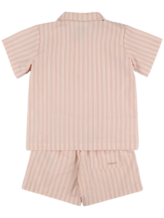Liewood: Striped cotton shirt & shorts - White/Pink - kids-boys_3 | Luisa Via Roma