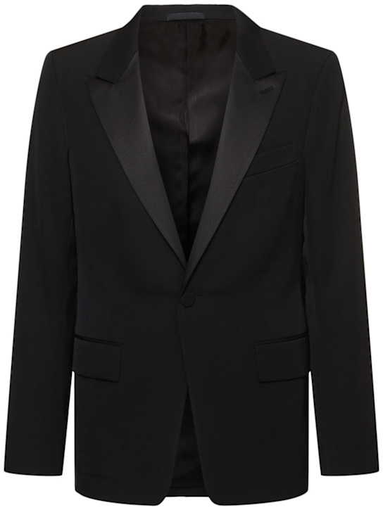 Lanvin: Wool tuxedo jacket - Black - men_0 | Luisa Via Roma