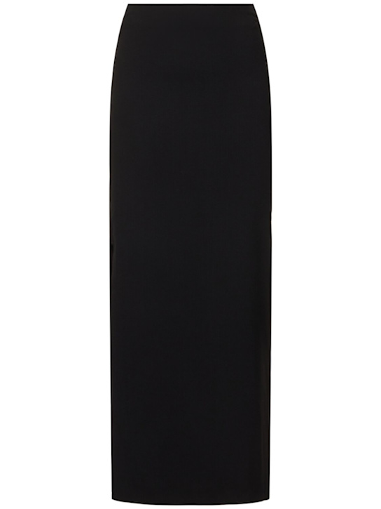 Matteau: Wool blend crepe long skirt - Black - women_0 | Luisa Via Roma