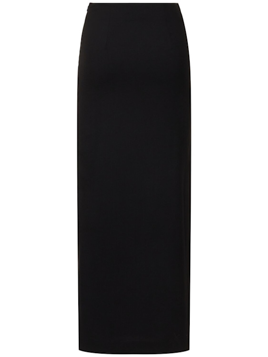 Matteau: Wool blend crepe long skirt - Black - women_3 | Luisa Via Roma