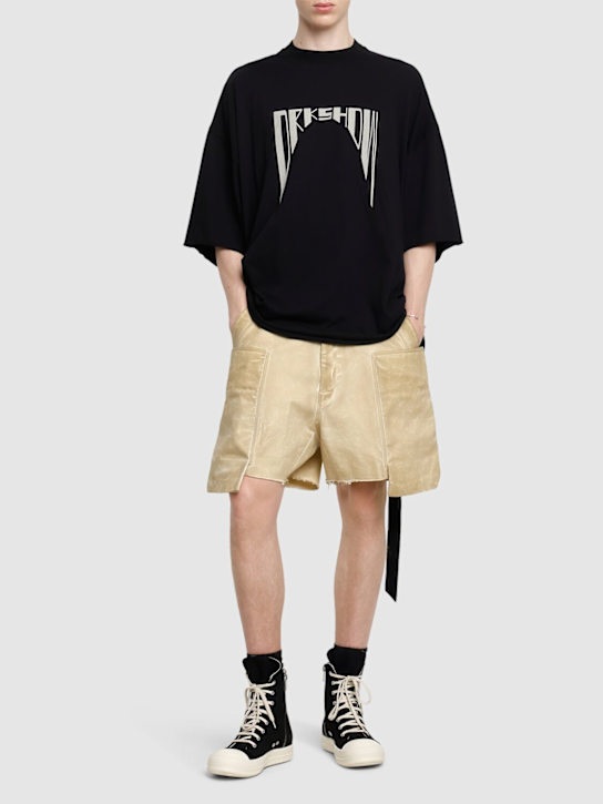 Rick Owens DRKSHDW: Stefan raw cut shorts - Parchement - men_1 | Luisa Via Roma