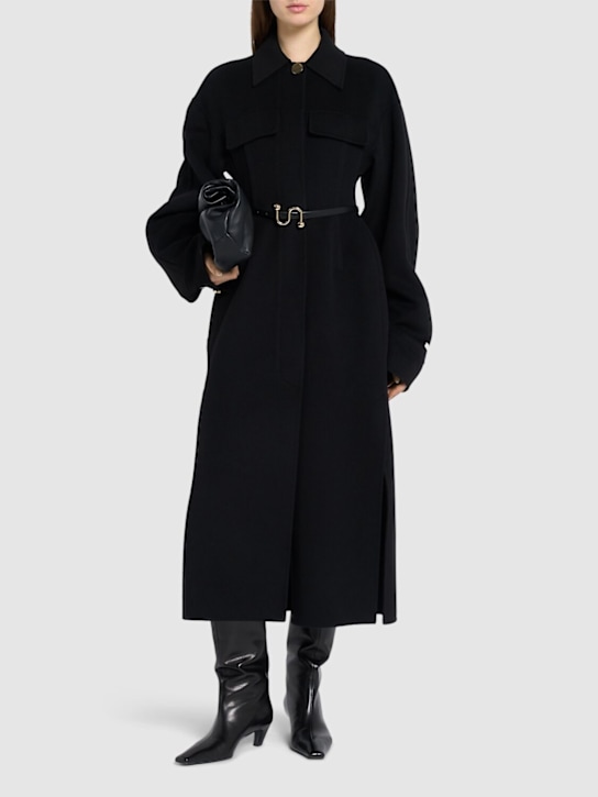 Sportmax: Olio belted wool long coat - women_1 | Luisa Via Roma