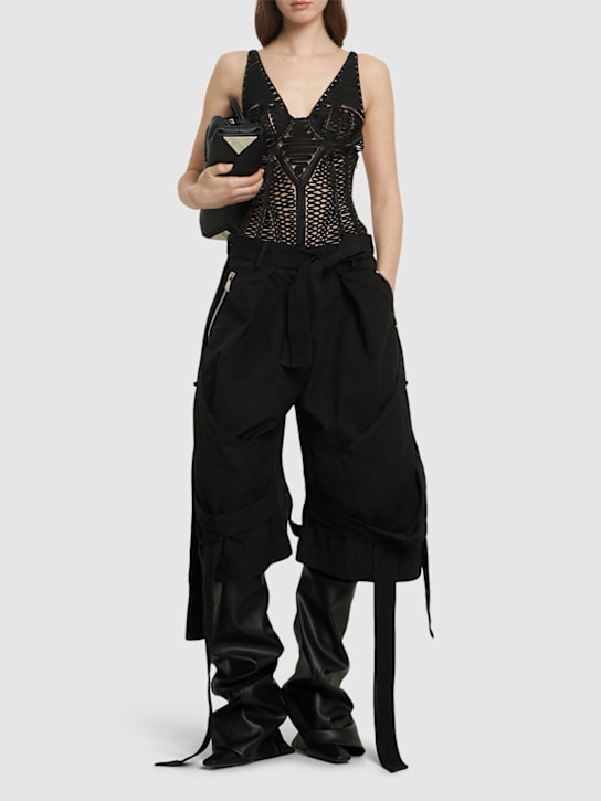 The Attico: Embroidered sheer tulle bodysuit - Black - women_1 | Luisa Via Roma
