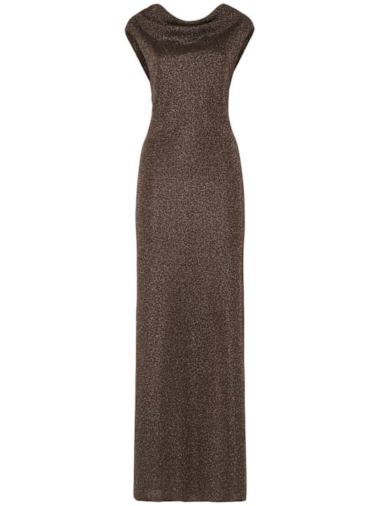 Max Mara: Eschimo viscose blend lurex long dress - women_0 | Luisa Via Roma