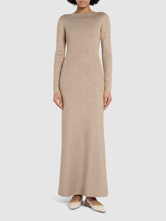 Max Mara: Bracco viscose blend lurex long dress - women_1 | Luisa Via Roma