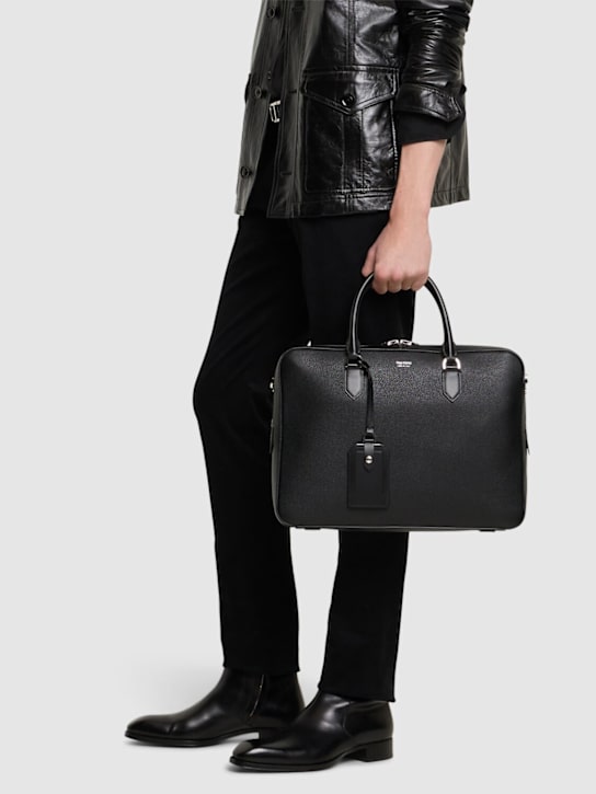Tom Ford: Elliot soft grain leather briefcase - men_1 | Luisa Via Roma