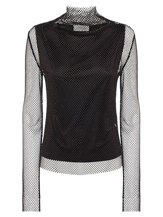 Sportmax: Gerarda embellished net top - women_0 | Luisa Via Roma