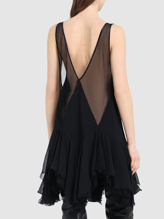 The Attico: Cady satin & tulle mini dress - Black - women_2 | Luisa Via Roma