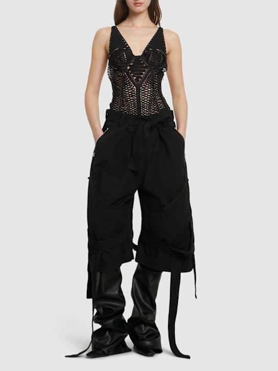 The Attico: Washed cotton pants - Black - women_1 | Luisa Via Roma