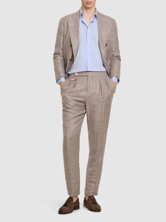 Lardini: Cotton poplin shirt - Blue - men_1 | Luisa Via Roma