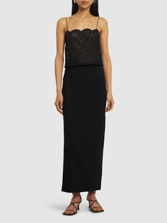Matteau: Wool blend crepe long skirt - Black - women_1 | Luisa Via Roma
