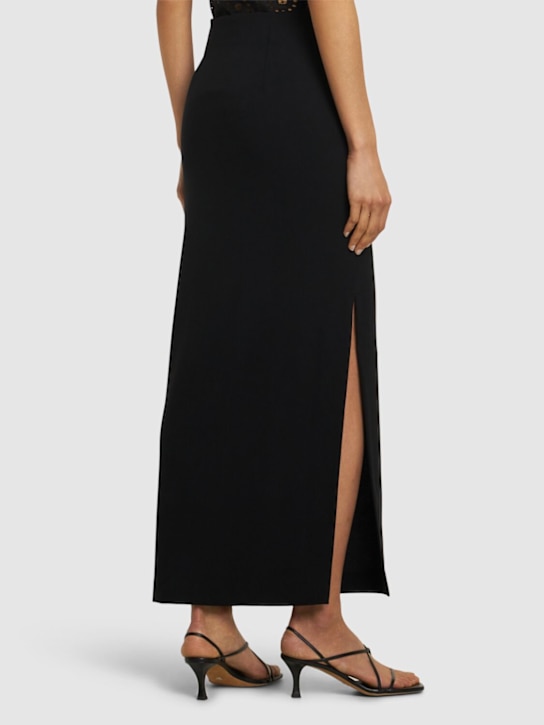 Matteau: Wool blend crepe long skirt - Black - women_2 | Luisa Via Roma