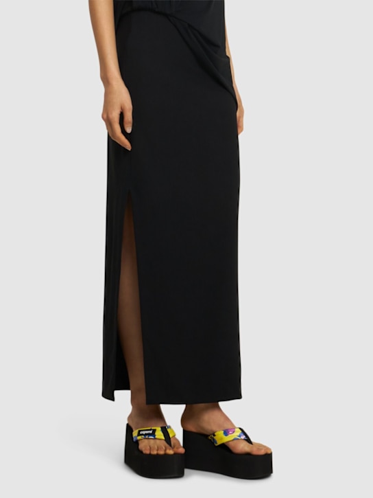 Coperni: 100mm Logo platform flip-flops - Black-print Yel - women_1 | Luisa Via Roma