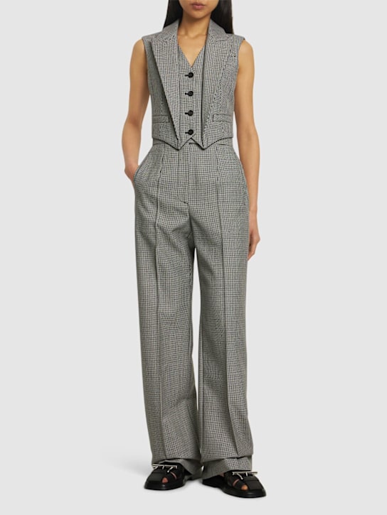 McQueen: Wool & mohair pants - Black/Ivory - women_1 | Luisa Via Roma