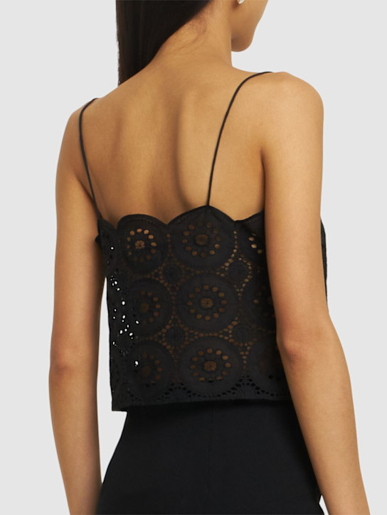 Matteau: Broderie anglasie crop camisole top - Black - women_2 | Luisa Via Roma