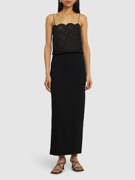 Matteau: Broderie anglasie crop camisole top - Black - women_1 | Luisa Via Roma