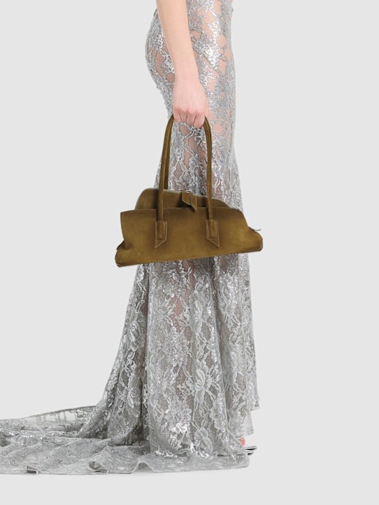 The Attico: Small La Passeggiata suede bag - Khaki - women_1 | Luisa Via Roma