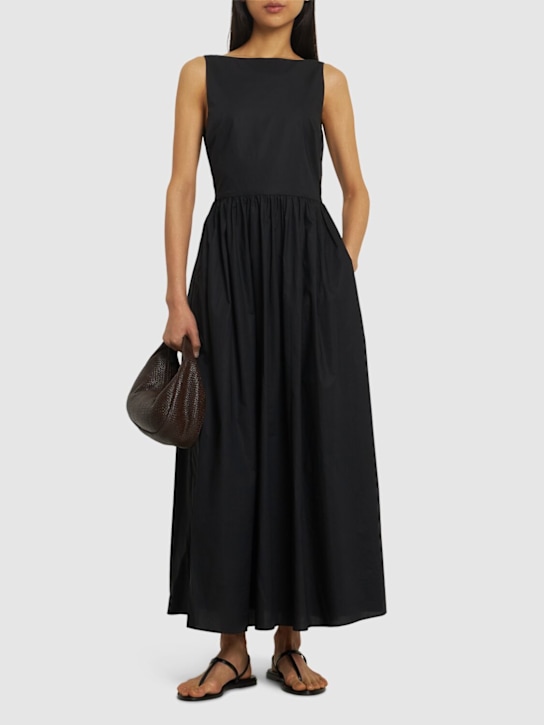 Matteau: Tie-back cotton poplin midi dress - women_1 | Luisa Via Roma
