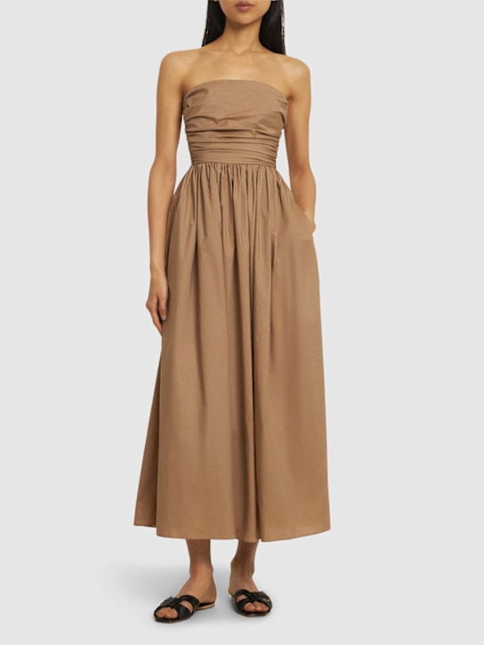 Matteau: Strapless cotton poplin long dress - women_1 | Luisa Via Roma