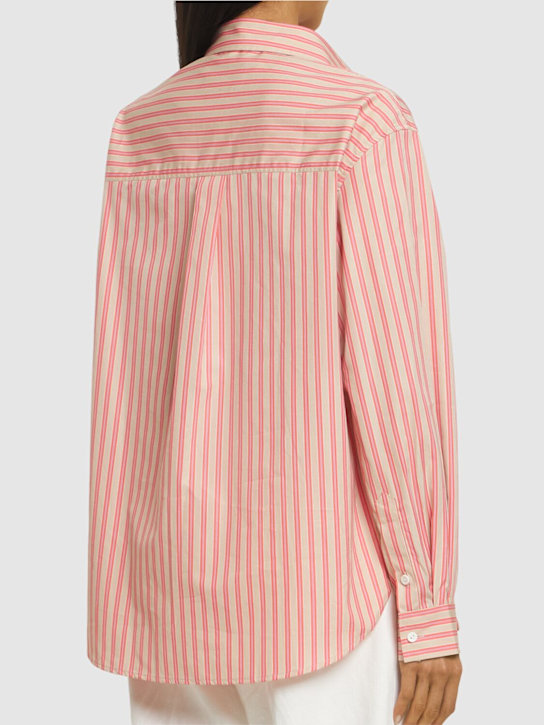 Matteau: Classic striped cotton poplin shirt - White/Pink - women_2 | Luisa Via Roma