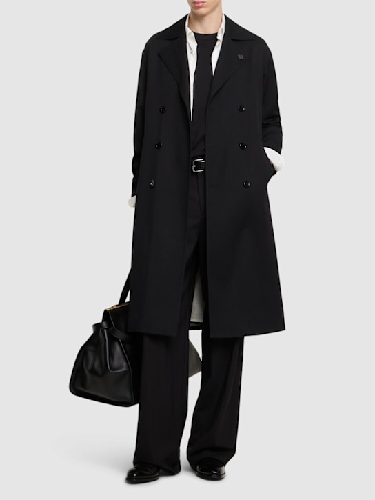 Lardini: Wool trench coat - Black - men_1 | Luisa Via Roma