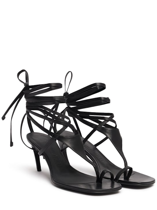 The Attico: 65mm Nova Napa thong sandals - Black - women_2 | Luisa Via Roma