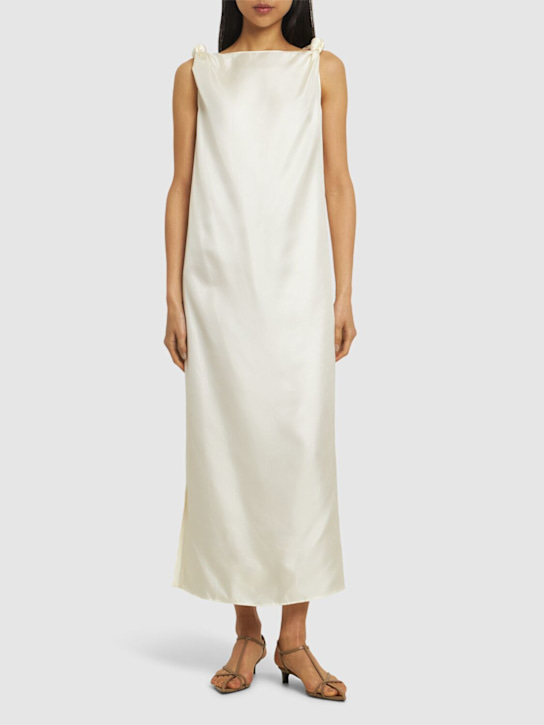 Loulou De Saison: Vestido midi de satén sin mangas - Blanco - women_1 | Luisa Via Roma
