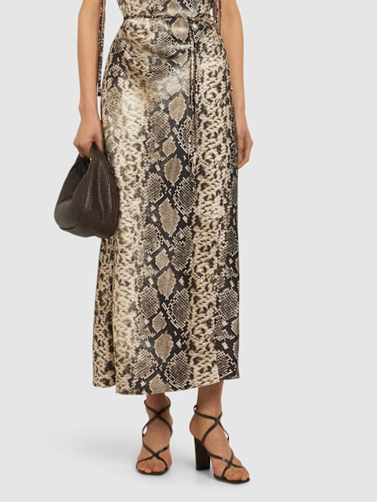 Jimmy Choo: 85mm Azie lizard print leather sandals - Dark Brown - women_1 | Luisa Via Roma