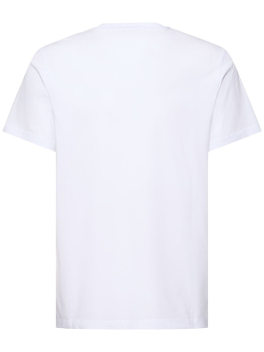 Moncler: Pack of 3 logo patch cotton t-shirts - White/Multi - men_4 | Luisa Via Roma