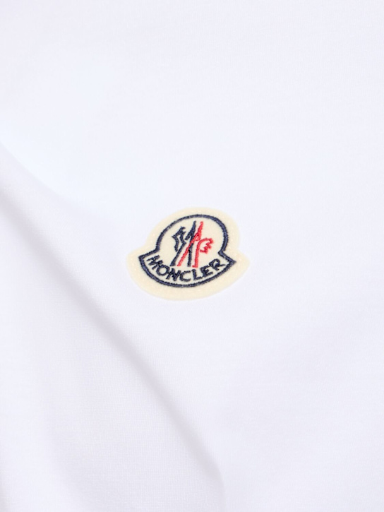 Moncler: Pack of 3 logo patch cotton t-shirts - White/Multi - men_5 | Luisa Via Roma