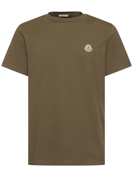 Moncler: Pack of 3 logo patch cotton t-shirts - White/Multi - men_6 | Luisa Via Roma