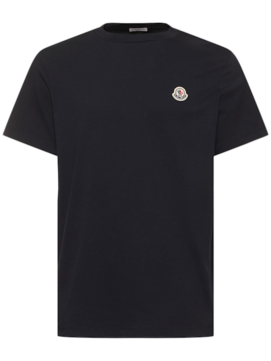 Moncler: Pack of 3 logo patch cotton t-shirts - White/Multi - men_7 | Luisa Via Roma